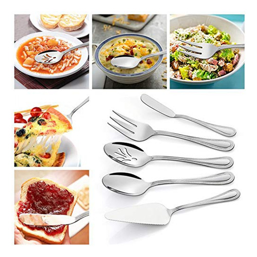 Juego De Cubiertos De 65 Piezas Con Utensilios Para Servir,