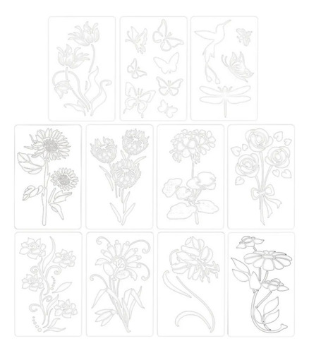 11 Piezas De Plantillas De Pintura Floral A