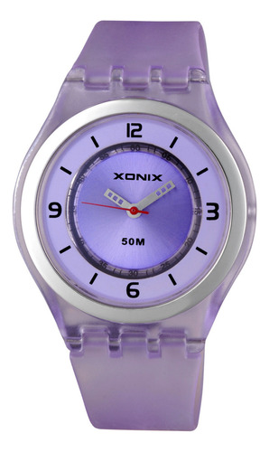 Reloj Xonix Mujer Caucho Lila Deportes Sumergible  Yw-003