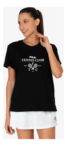 Remera Fila Mujer Negra Tenis Italia Talle L Etiquetas