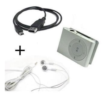 Reproductor Mp3 Mini Clip  + Audífonos Y Cable Usb