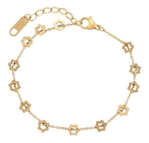 Pulsera Tobillera Elegante Estrella 17cm-20cm Color Oro 14k 