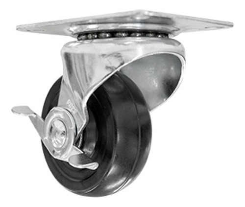 Rodaja De Hule Negro Giratoria Con Freno Con Placa 4 P