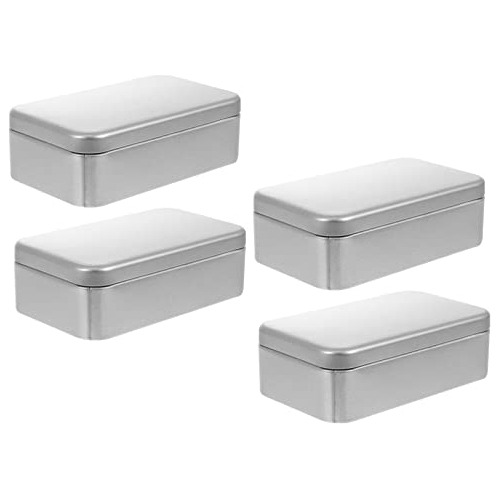 Homoyoyo 4 Piezas Latas Vacías Rectangulares De Metal Mini 