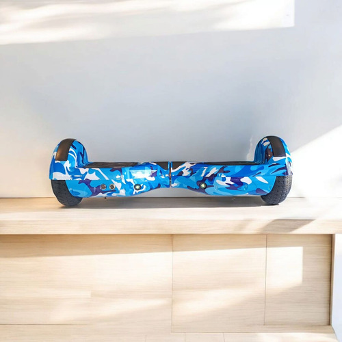 Patineta Electrica Hoverboard 6.5 Azul Luz Musica Y Funda Azul Camuflado