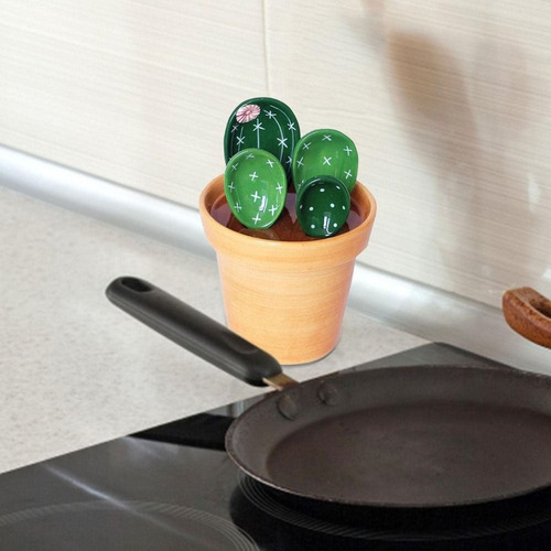 Juego De Cucharas Medidoras De Porcelana Con Forma De Cactus