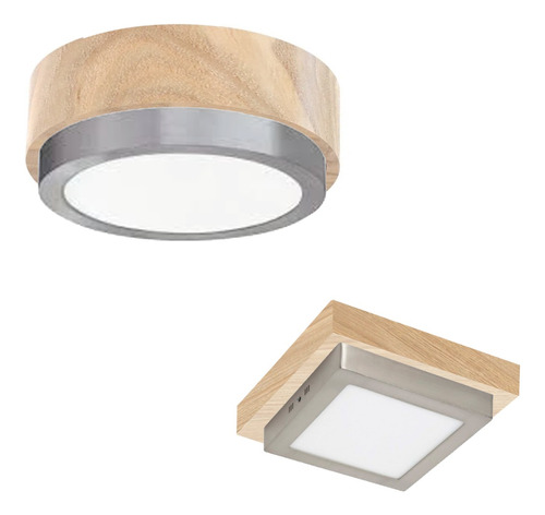 Plafon Led 12w Madera Nordico Platil Techo Pared Puraluz