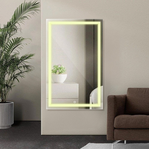 Espelho Grande Retangular Jateado Com Led 80x140 Cm Lapidado