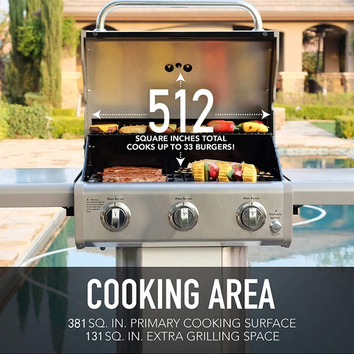 Parrilla De Barbacoa 3 Quemadores Gas Propano Blanco Kenmore