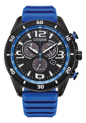 Citizen Brycen Black Dial Silicone Blue At2586-05e Dcmstore Correa Azul Bisel Negro Fondo Negro
