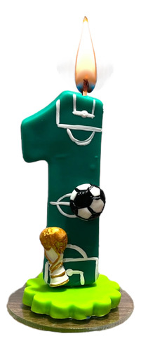 Vela Topo  De Bolo Decorada Em Biscuit Personalizada Futebol
