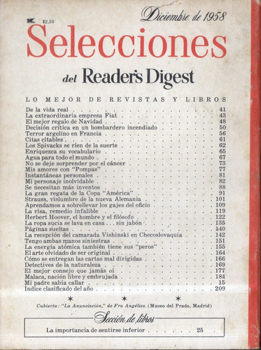 Selecciones Del Reader's Digest Diciembre De 1958