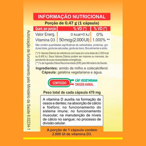 Kit 2 Vitamina D3 2000 UI - 60 Capsules - Unilife