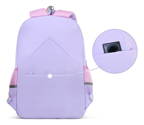 Mochila Escolar Coreana Con Estampado De Arcoíris Para Mujer