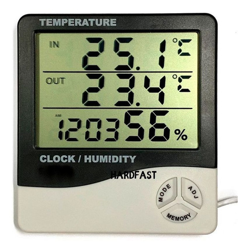 Termometro Digital Sensor Umidade Hidrômetro Relogio Sonda