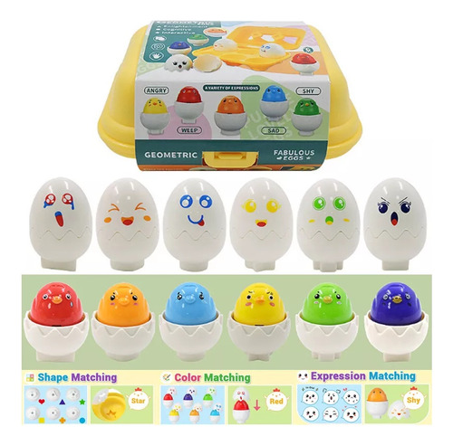 Juguete, Reconocimiento De Color Huevos A Juego, 6 Unidades,