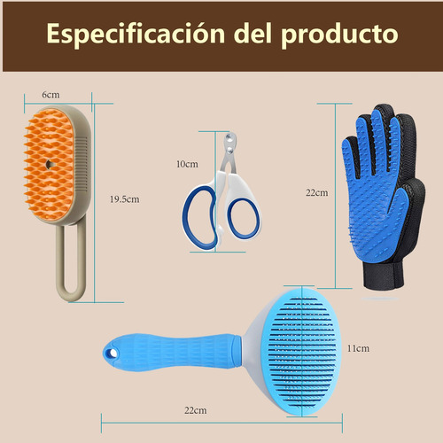 Cepillo Deslanador Gato Perro Peine Mascota Masajeador 4 Kit