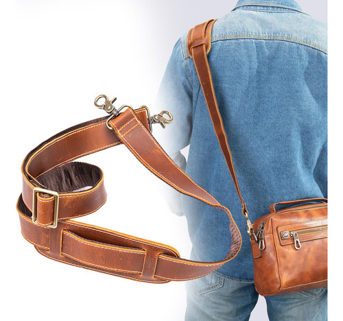 Alça De Bolsa De Couro Com Gancho De Metal Alça De Marrom