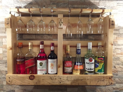 Mini Bar Fabricado En Formal Artesanal Con Madera De Pallet