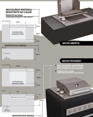 Churrasqueira Grill A Gás Cooktop Diamond Premium Glp Titan