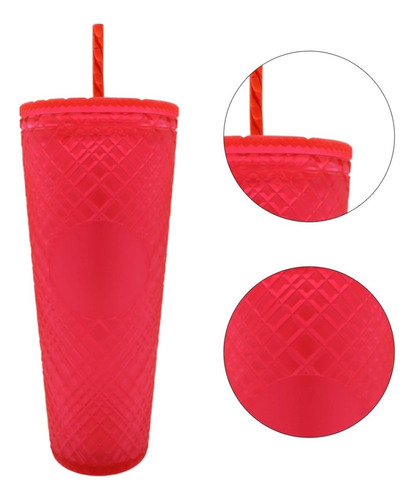 Termo Tumbler Vaso Studded Plastico Popote 700 Ml Colores Color Rosa Barbie Diamante Matte