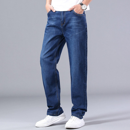 Jeans Sueltos Casuales Pierna Recta Para Hombre Talla Grande