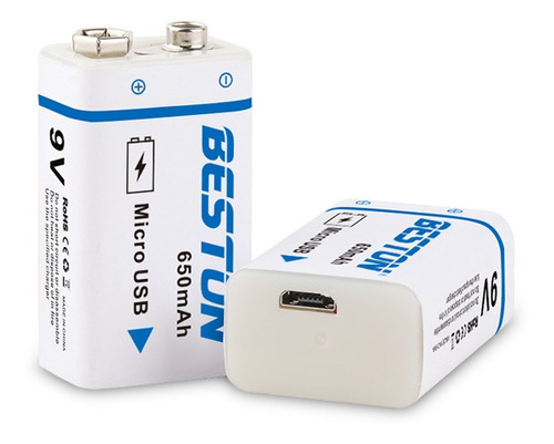 Batería 9v 650mah Recargable Micro Usb Somos Tienda Física