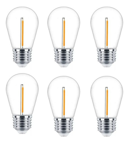 6 Pz Foco Led S14 1w, Luz Cálida Luz Blanco Cálido