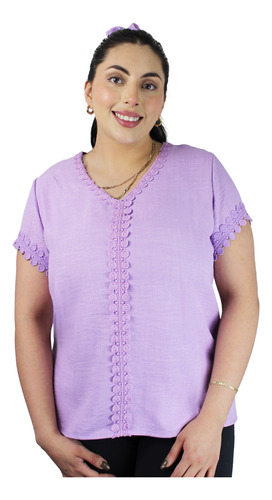 Blusa Elegante Con Guipiure Diseño Fresco Para Dama Mujer