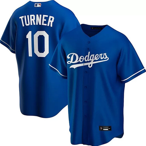 Imagen 1 de 2 de Camiseta Casaca Baseball Mlb La Dodgers 10 Turner Blue