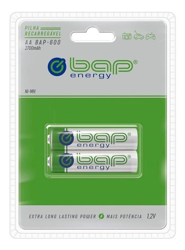 Imagem 4 de 6 de Carregador Pilha Bap Energy + 4 Pilhas Recar. A A 2700mah