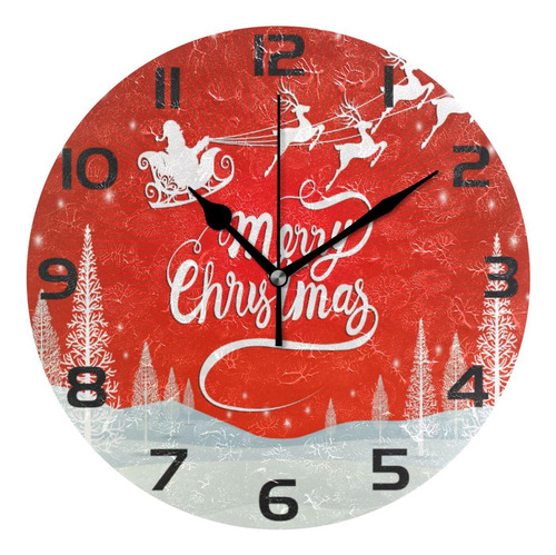 Reloj De Pared De Trineo De Papá Noel De Navidad, Sin Tictac