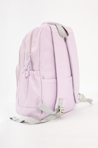 Mochila Colores Unisex Escolar Moda Viaje Lila Liso Con Cuadros Tipo Carrera
