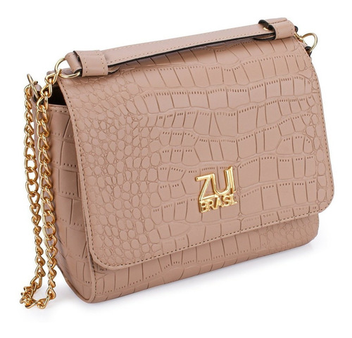 Bolsa Flap Croco Verniz 12460  Nude