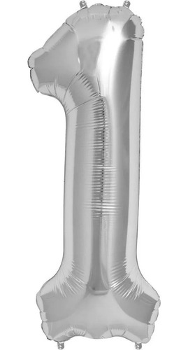 Imagen 2 de 5 de Numero Globo Metalico Plata Grande 82cm Decoracion