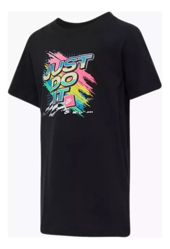 Remera Nike - Just Do It - Negra C/grafico Multicolor -  M