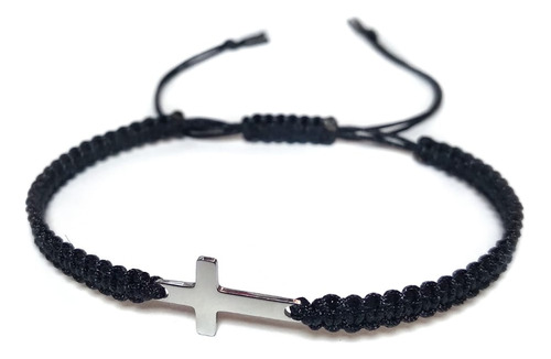 Pulsera Tejida Cruz Acero Hombre Mujer Regalo 