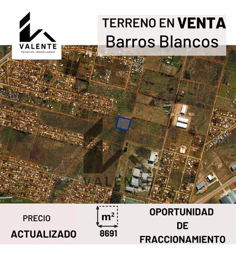 Terreno De 8691 M2 En Barros Blancos Km 26.500 Entre Ruta 8 Y Ruta 101,oportunidad Para Fraccionar!