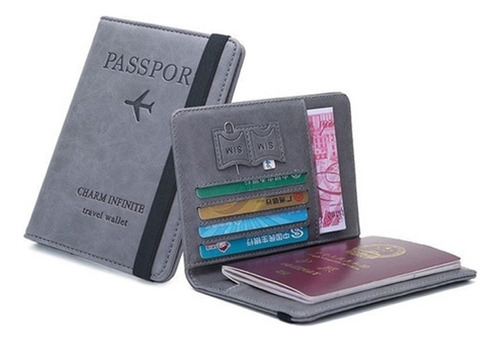 Funda De Pasaporte De Cuero Porta-pasaporte Bloqueo Rfid
