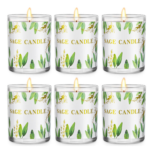 Velas, Paquete De 6 Velas De Salvia Para Limpiar La Casa Co.