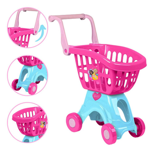 Carrinho De Compras Infantil Da Barbie 50cm - Cotiplás 2493