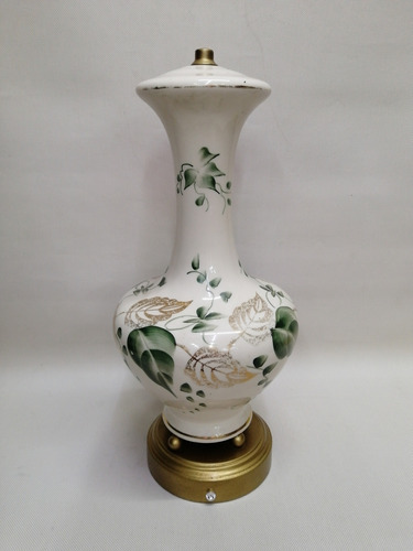 Ánfora O Florero Japonés Antiguo En Porcelana Y Laminilla 