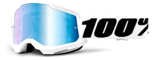Óculos Motocross 100% Strata 2  Espelhado - Branco
