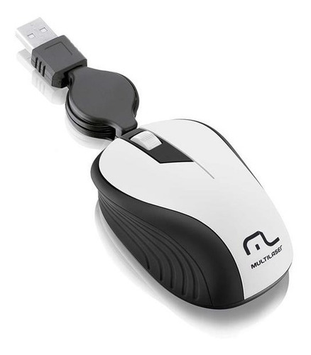 Imagem 1 de 2 de Mouse Óptico Cabo Retrátil Usb 1200dpi Wave Multilaser Mo234