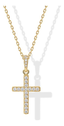 Pavoi 14k Gold Plated Cubic Zirconia Cross Necklace For