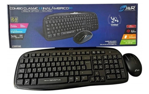 Combo Mouse Teclado Inalambrico J&r Optico 1200dpi 2,4ghz