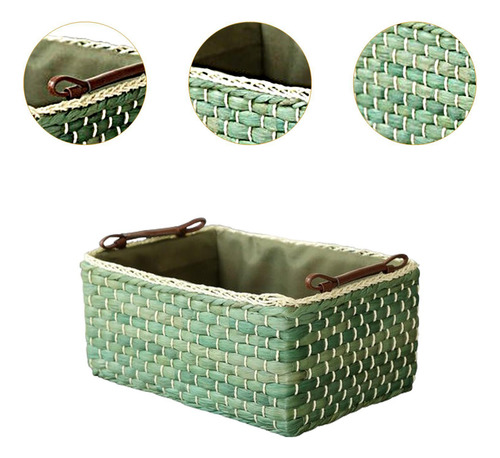 Organizador De Mesa Rectangular Con Asa Y Cesta Tejida Medio