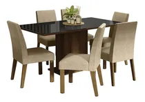 Comprar Juego De Comedor Alexis Con 6 Sillas Marrón\u002Fnegro\u002Fimperial Diseño de la tela de las sillas Liso