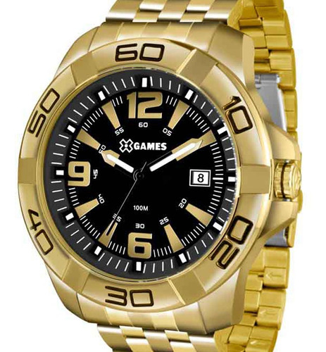 Relógio X-games Masculino Xmgs1023 P2kx Preto Dourado Grande