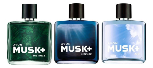 Avon Musk Instinct + Musk Air + Musk Intense Deo Colônia Kit 3 Unidades